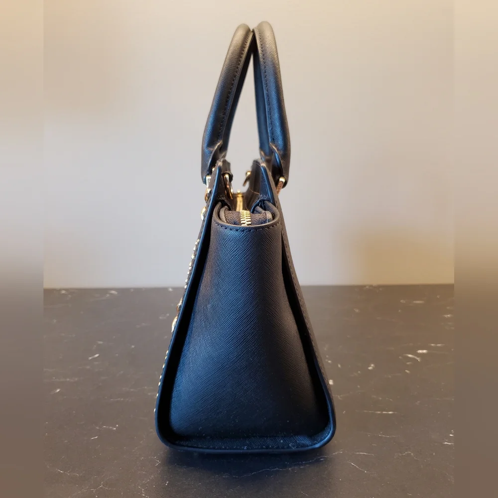 Michael Kors Selma Satchel Handbag with Gold Hardware.